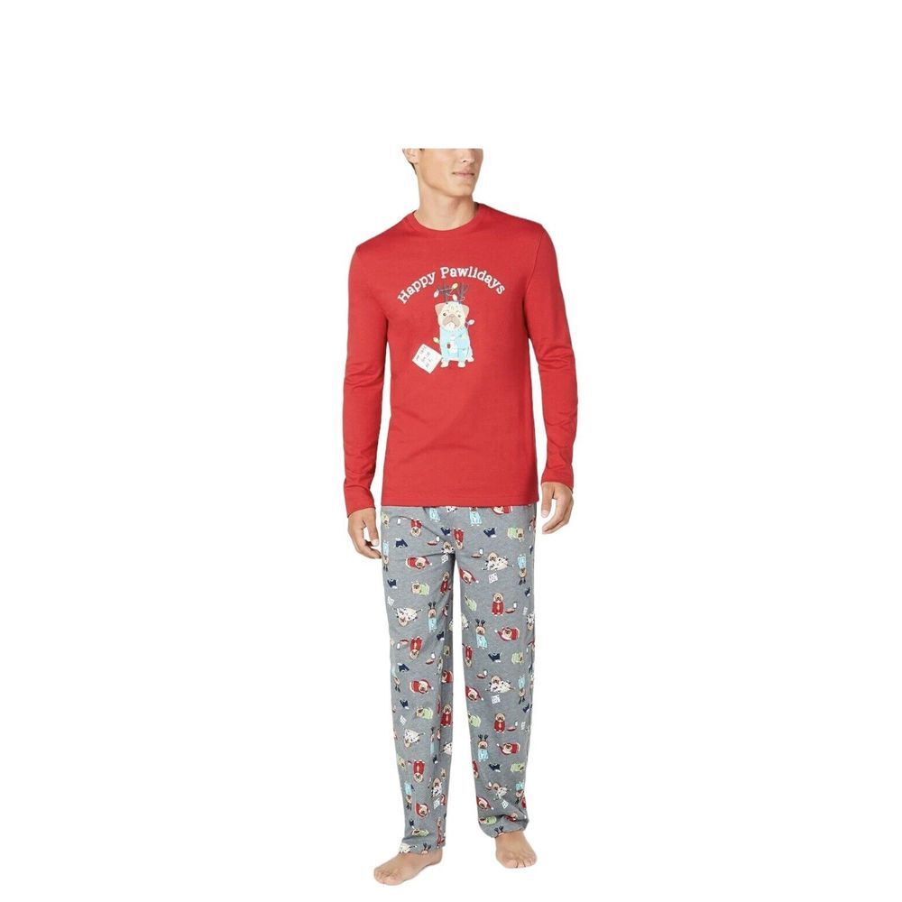 Family PJs Men's Happy‎ Pawlidays Christmas Pajama Set - SZ X Large